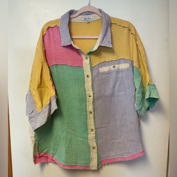 Colorful Patchwork Button-Up Shirt - Picture 1 of 2